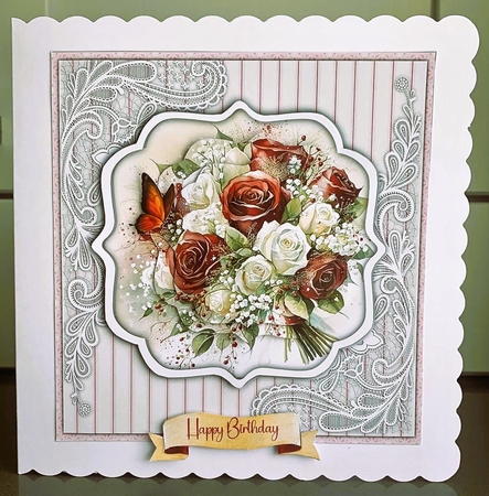 8x8 Mini Kit Gorgeous Red and White Rose Bouquet , Pyramid  by Elaine  Harmer