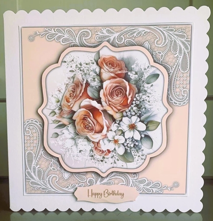 8x8 Mini Kit, Gorgeous Peach Rose Bouquet, Pyramid by Elaine  Harmer