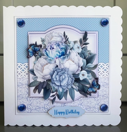 8x8 Mini Kit, Beautiful Blue Peonys  by Elaine  Harmer
