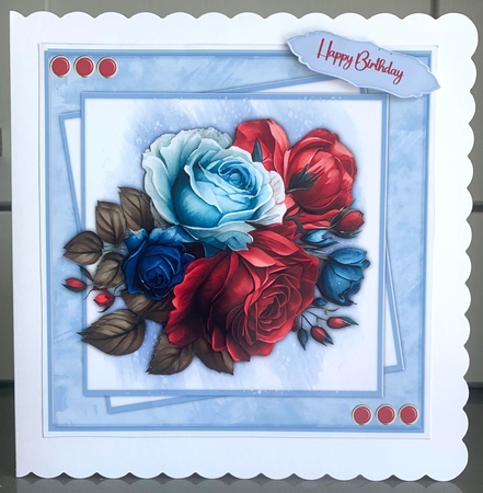 8x8 Mini Kit, Gorgeous Red and Blue Roses  by Elaine  Harmer
