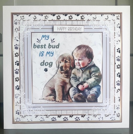 Me & My Dog 7x7ins Decoupage Topper 7 by Elaine  Harmer