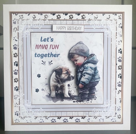 Me & My Dog 7x7ins Decoupage Topper 8 by Elaine  Harmer