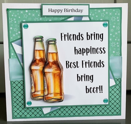 Enjoy a Beer with Friends - Inc. 4 Toppers (7x7 inch square card kit) by Elaine  Harmer