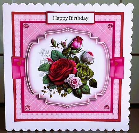 Fuchsia Rose - Inc. 4 Toppers (7x7 inch) by Elaine  Harmer