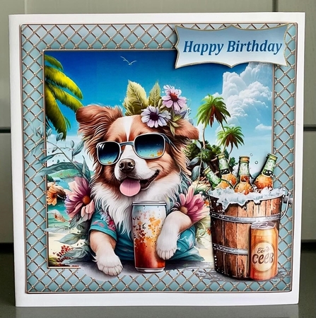 Pup with beer card front 1 by Elaine  Harmer