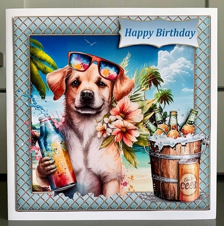 Pup with beer card front 8 by Elaine  Harmer