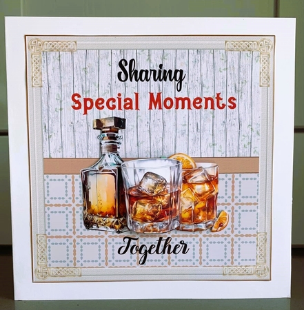 Whiskey on Ice 7x7ins Decoupage Topper 2 by Elaine  Harmer