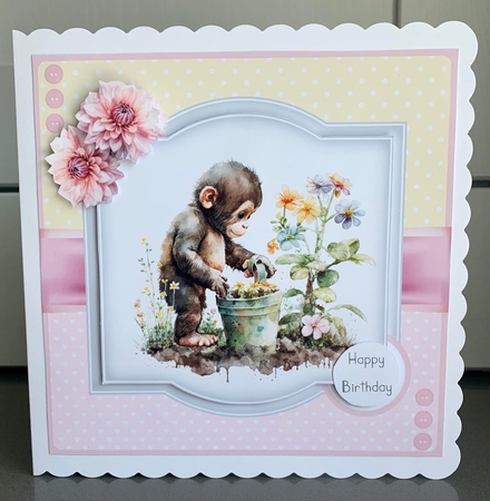 Cute Gardening Chimpanzees by Elaine Harmer