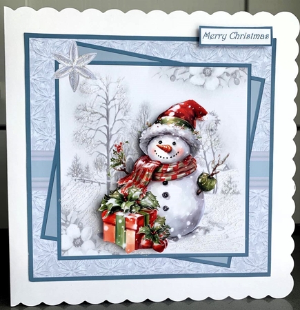 Snowman and gifts in the field 7x7 by Elaine  Harmer