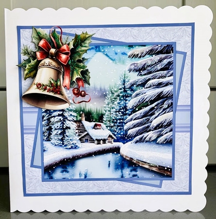 Christmas bells and holly 7x7 by Elaine  Harmer