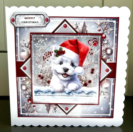 Cute Christmas Peeking Dogs 04 Mini Page Kit by Elaine  Harmer