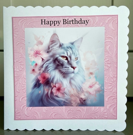 Maine Coon Cat and Flowers Mix 7 by Elaine  Harmer