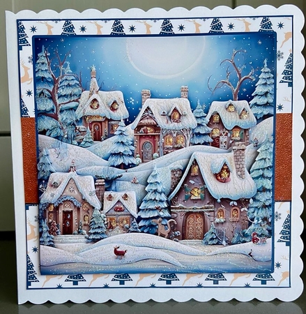 Christmas House 7.5 Inch Card Front with Insert and Sentiments  by Elaine  Harmer