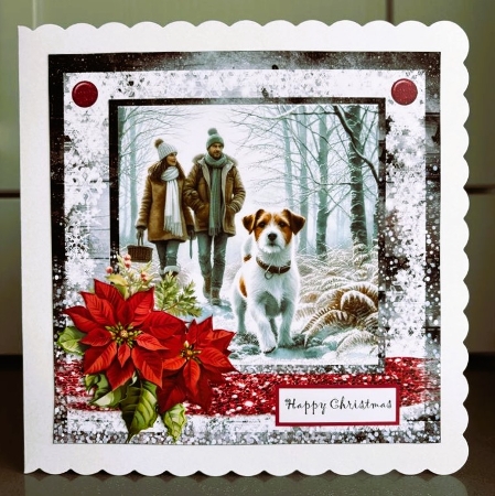 Christmas couple with Jack Russell 1 by Elaine  Harmer