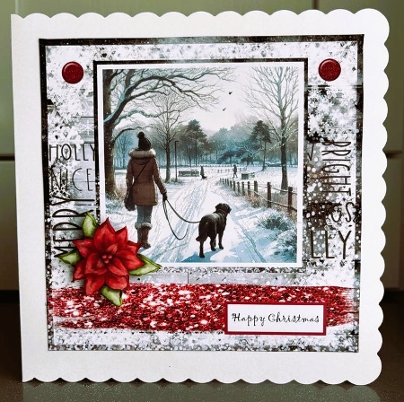 Christmas walk black labrador by Elaine  Harmer
