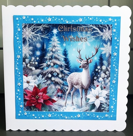 Blue and silver Christmas forest stag backgrounds kit by Elaine  Harmer