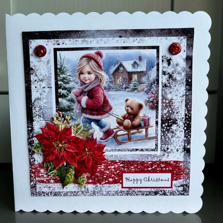 Christmas girl with sled by Elaine  Harmer