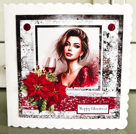 Christmas lady wine by Elaine  Harmer