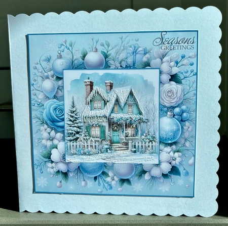 10 Christmas Ice Cottage Card Fronts 8 x 8 inches JPEG by Elaine  Harmer
