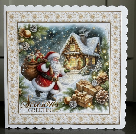 10 Christmas Santas Presents Card Fronts 8x8 inches JPEGS by Elaine  Harmer