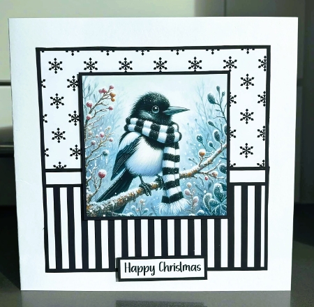 Christmas Magpie with Black and White Scarf Featured Gallery Photo
