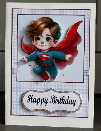 Superman A5 Card Front and Decoupage by Elaine  Harmer
