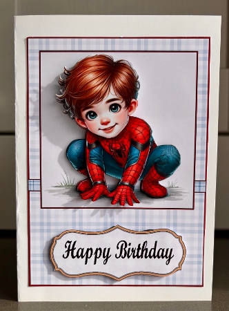 Spider-Man A5 Card Front and Decoupage by Elaine  Harmer