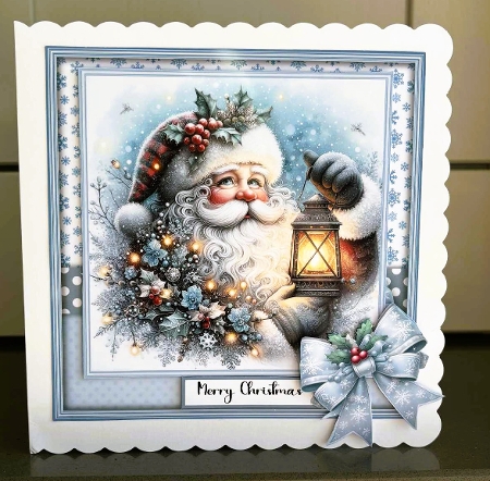 Santa with Latern - Mini Kit 8x8 NEW by Elaine  Harmer