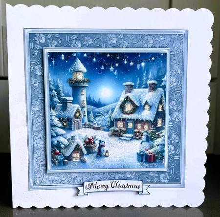  Village Snow Scene Card Front by Elaine  Harmer
