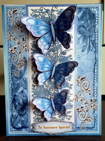Stunning Blue Butterflys on a Blue Lace Plaque by Elaine  Harmer