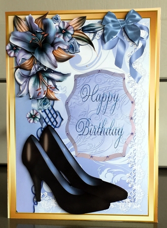 Lovely Black Shoes and Lillies on a Gold Frame by Elaine  Harmer