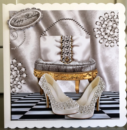 White Shoes with Diamond Handbag 8x8 by Elaine  Harmer