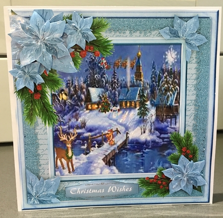 Blue Poinsettias and Scene by Elaine  Harmer