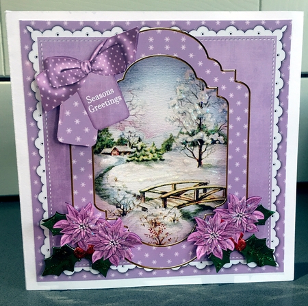 Lilac Snowscene Seasons Greetings 8x8inch Step by Step by Elaine  Harmer