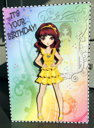Its your Birthday! Fashion Girl Party Time Card Front & Decoupage by Elaine  Harmer