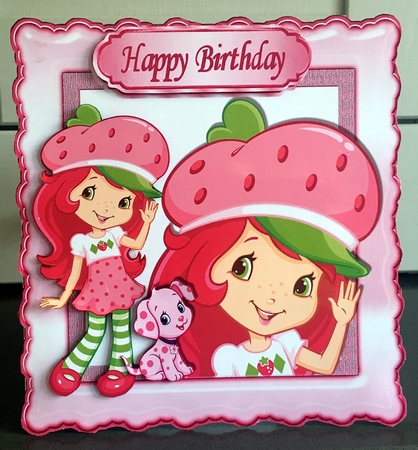 Strawberry Bonnet girl with puppy 8x8 by Elaine  Harmer