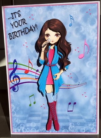 Its your Birthday! Fashion Girl Karaoke Card Front & Decoupage by Elaine  Harmer