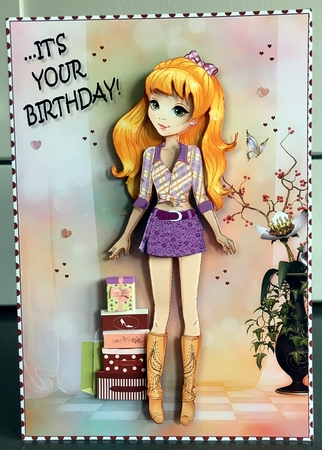 Its your Birthday! Fashion Girl Lets Shop Card Front & Decoupage by Elaine  Harmer
