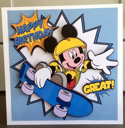 Sporty Mouse playing on a skate board 8x8 mini kit by Elaine  Harmer