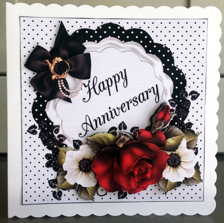 8x8 monochrome happy anniversary with roses mini kit by Elaine  Harmer