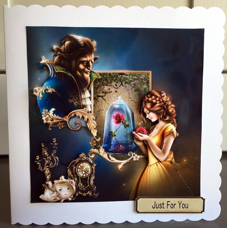 Fairy Tales - The Enchanted Rose - Tale As Old As Time 1 - Special 3D Decoupage + Insert & Tag by Elaine  Harmer