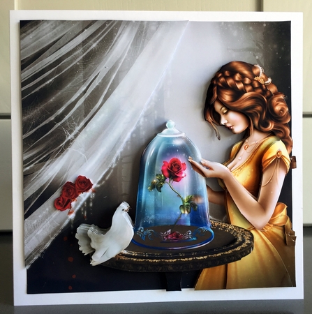 Fairy Tales - The Enchanted Rose - Tale As Old As Time 8 - Special 3D Decoupage + Insert & Tag by Elaine  Harmer