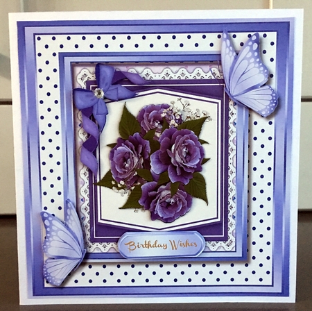 Deep Lilac Roses and Butterflys by Elaine  Harmer