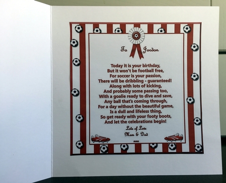 Red n White Football Verse Insert Plaque by Elaine  Harmer