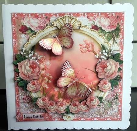 Pink Butterfly Ball Card Front Kit by Elaine  Harmer