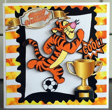 Lovely footie tiger with winning cup 8x8 mini kit by Elaine  Harmer