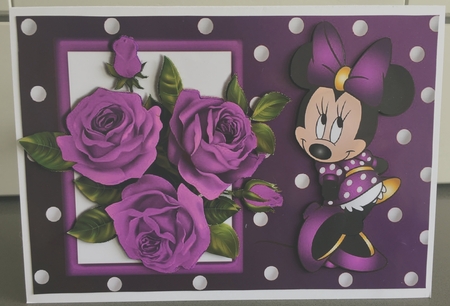 I Just love purple roses, with cute little minnie mouse by Elaine  Harmer