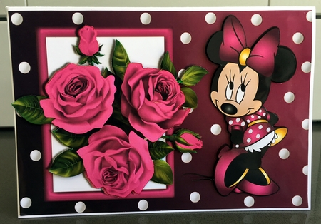 I Just love pink roses, with cute little minnie mouse by Elaine  Harmer