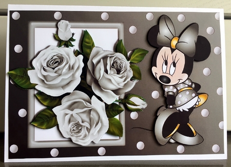 I Just love silver roses, with cute little minnie mouse by Elaine  Harmer
