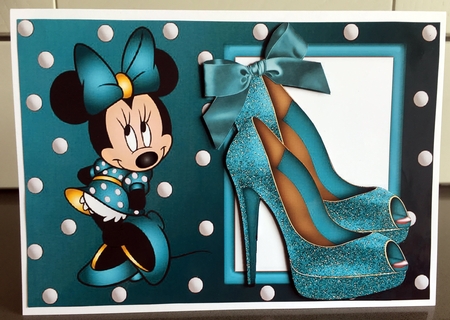 I Just love turq glitter shoes, with cute little minnie mouse by Elaine  Harmer